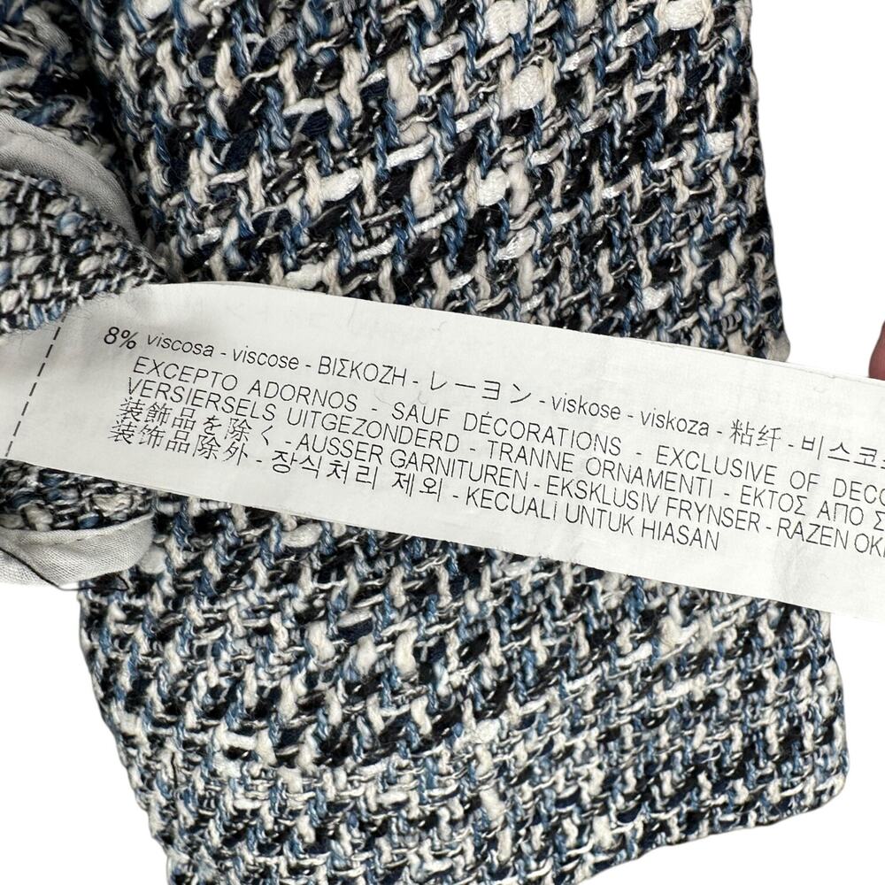 Zara Basic Boucle Blue White Tassel Patch Pockets… - image 5